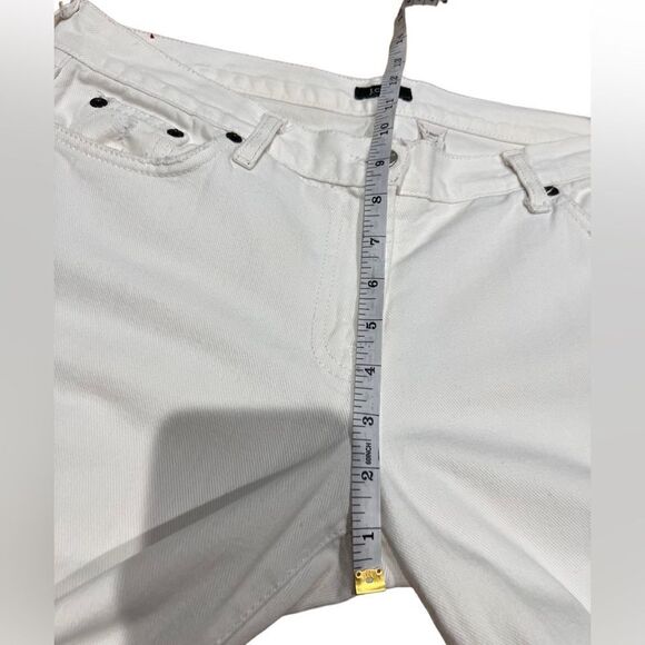 J. Crew straight leg distressed denim jeans white size 8 short - Picture 11 of 14